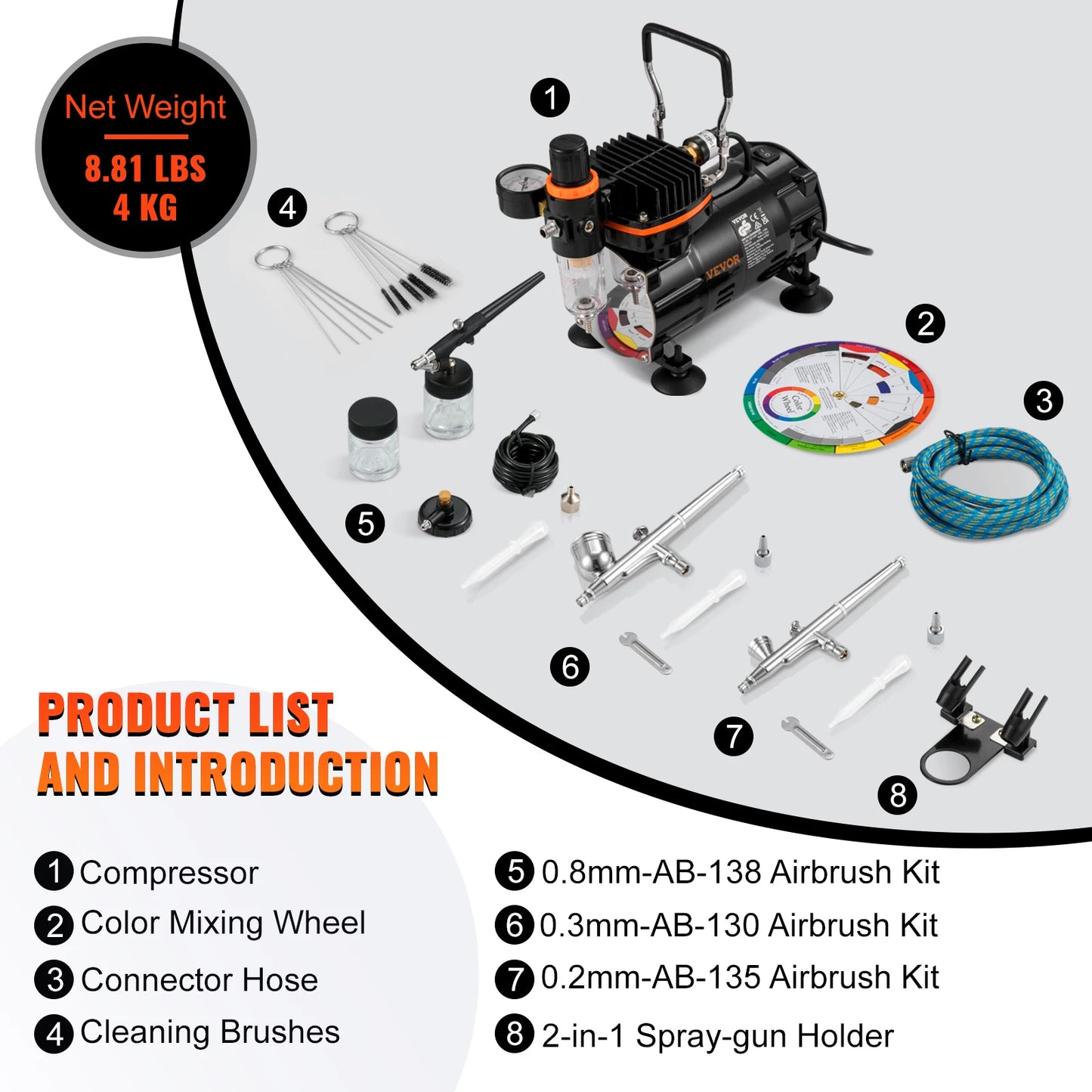 SucceBuy Professional Dual-Action Airbrush Kit 120W Electric Spray Gun Air Brush Painting Set Nail Tattoo Makeup Model Sprayer