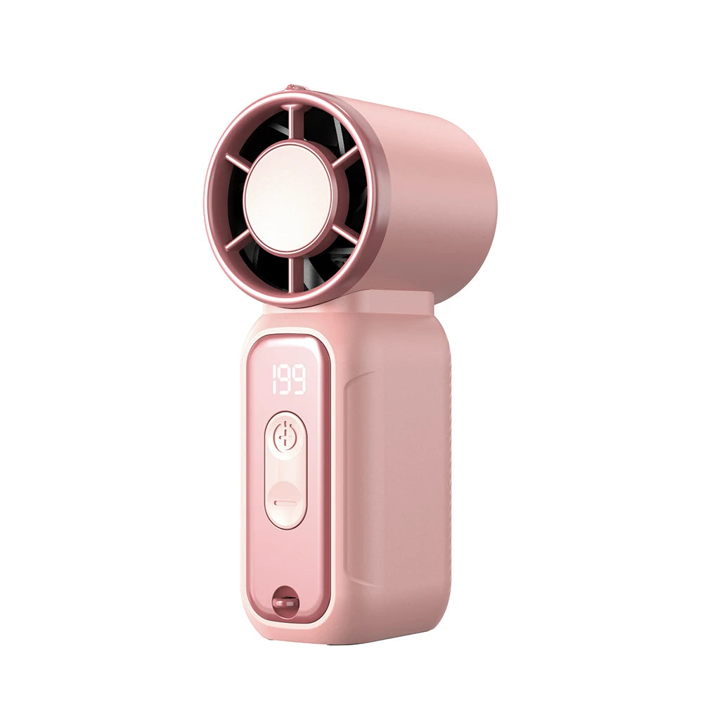 Mini Handheld Fan LED Digital Display Small Pocket Fan Portable Outdoor Personal Air Cooling Fan Rechargeable Hanging Neck Fan