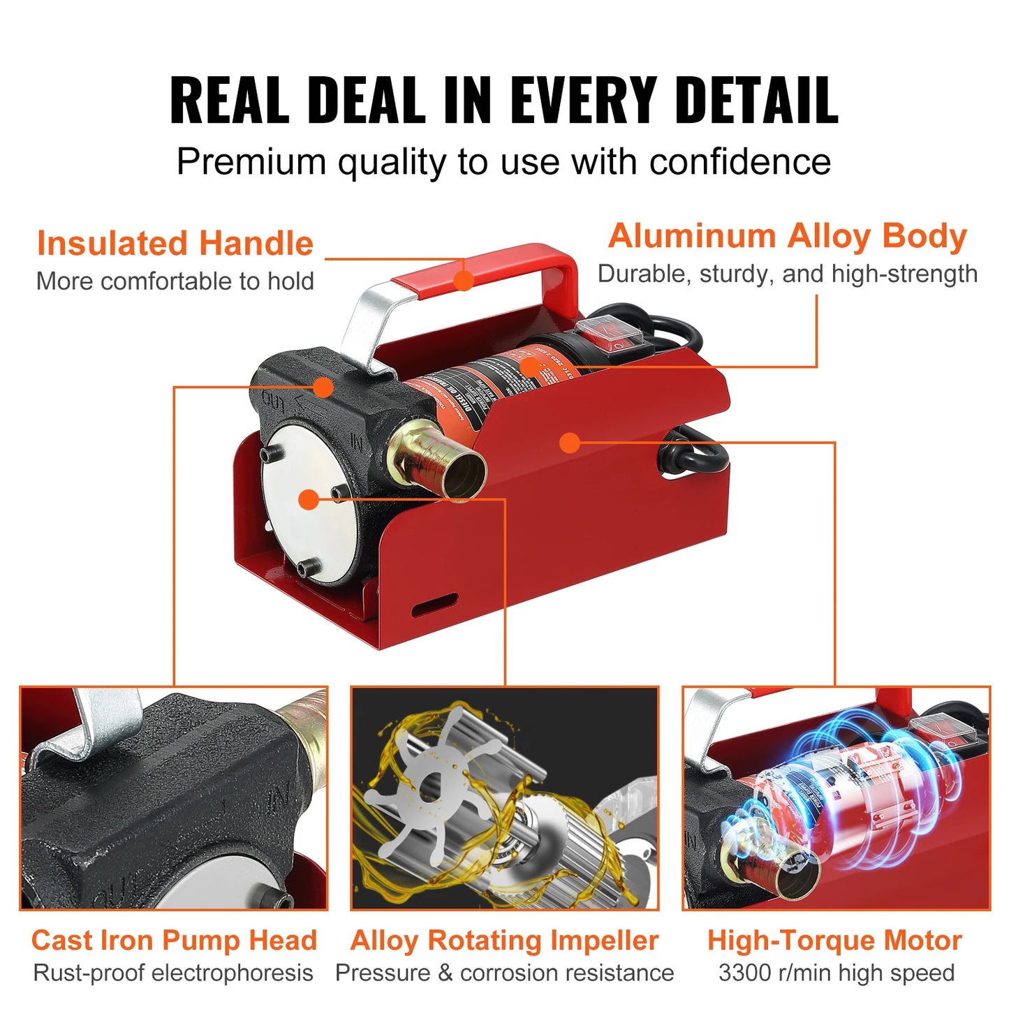 SucceBuy Diesel Fuel Transfer Pump Kit 10GPM 12V DC Portable Electric Self-Priming Fuel Transfer Extractor