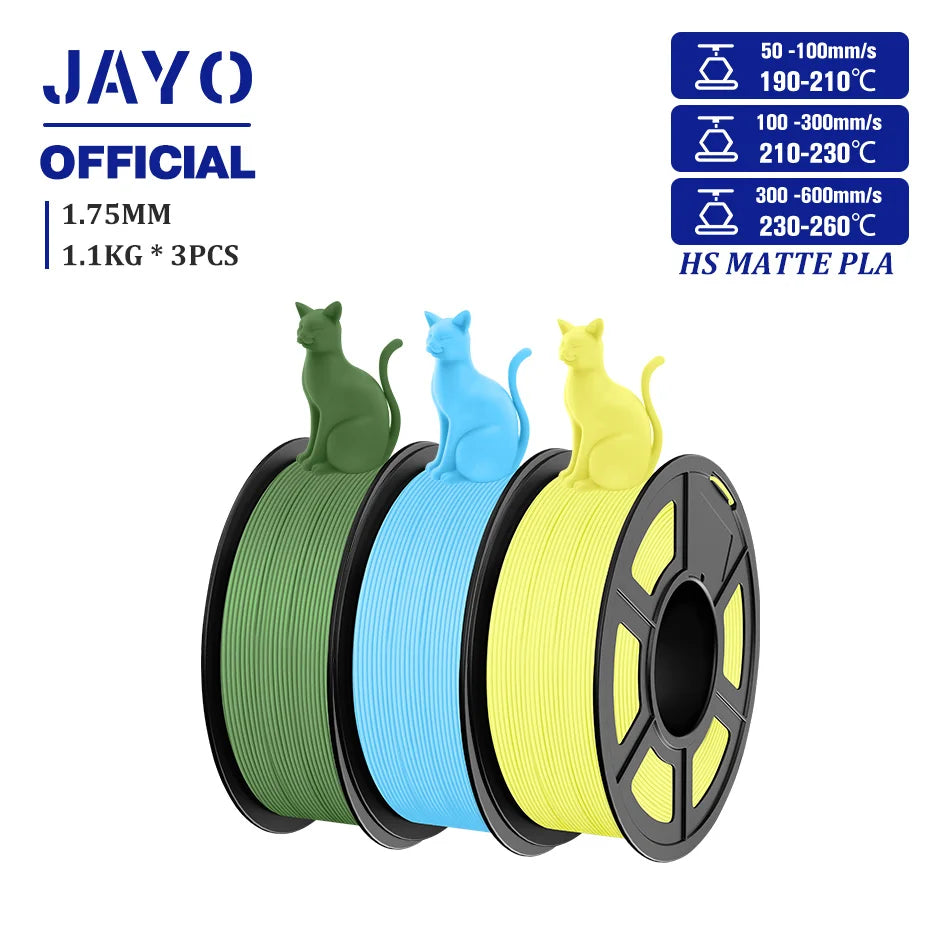 JAYO PLA Classic 1.75mm 3D Filament High Speed Matte PLA Filament For FDM 3D Printers 600mm/s High Speed Printing Materials