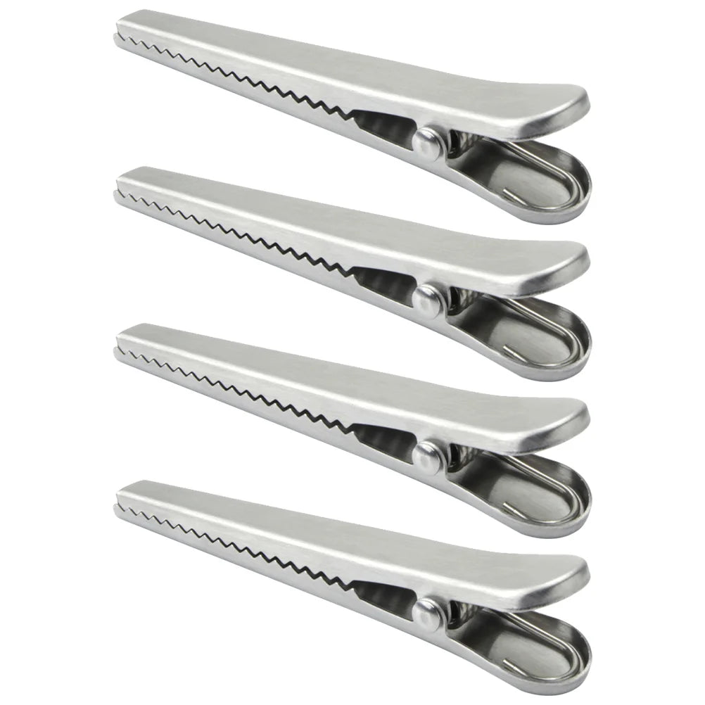 4Pcs Stainless Steel Clips Sealing Clamp Food Bag Seal Heavy Duty Metal Snack Sealer Tight Clamps Home Supplies Kitchen Pouch