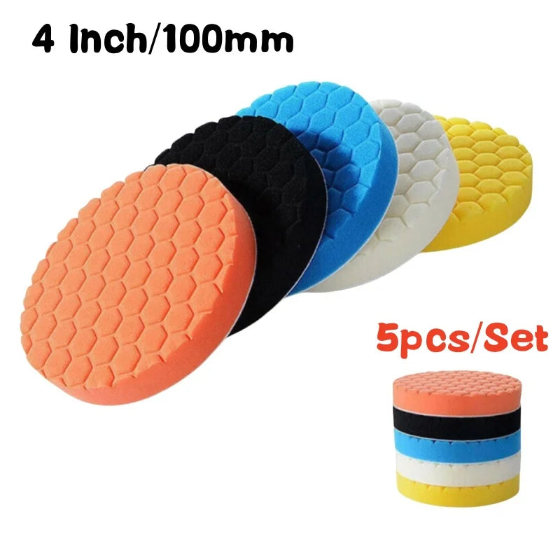 3/4/5/6/7 Inch 5pcs Car Polishing Pad Kit Auto Self-Adhesive Buffing Waxing Sponge Wheel Polishing Pad For Car Polisher 2030