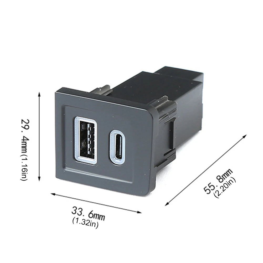 Dual USB Car Charger Socket Type C PD+QC3.0 USB C Car Charger Quick Charging Auto Phone Adapter for VW Multivan T5 2003-2015