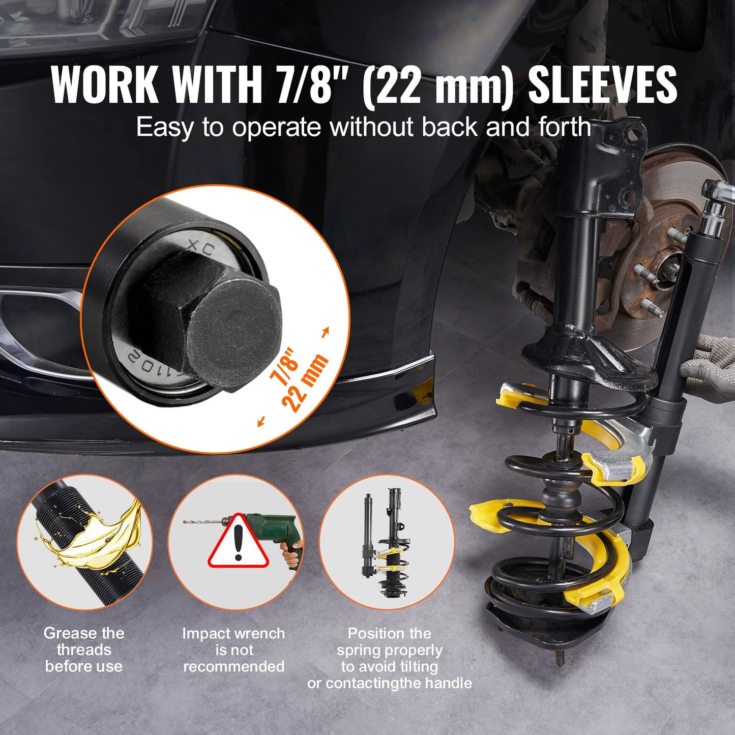 SucceBuy Strut Spring Compressor Macpherson Strut Spring Compressor Kit Interchangeable Fork Strut Coil Extractor Remover Tool