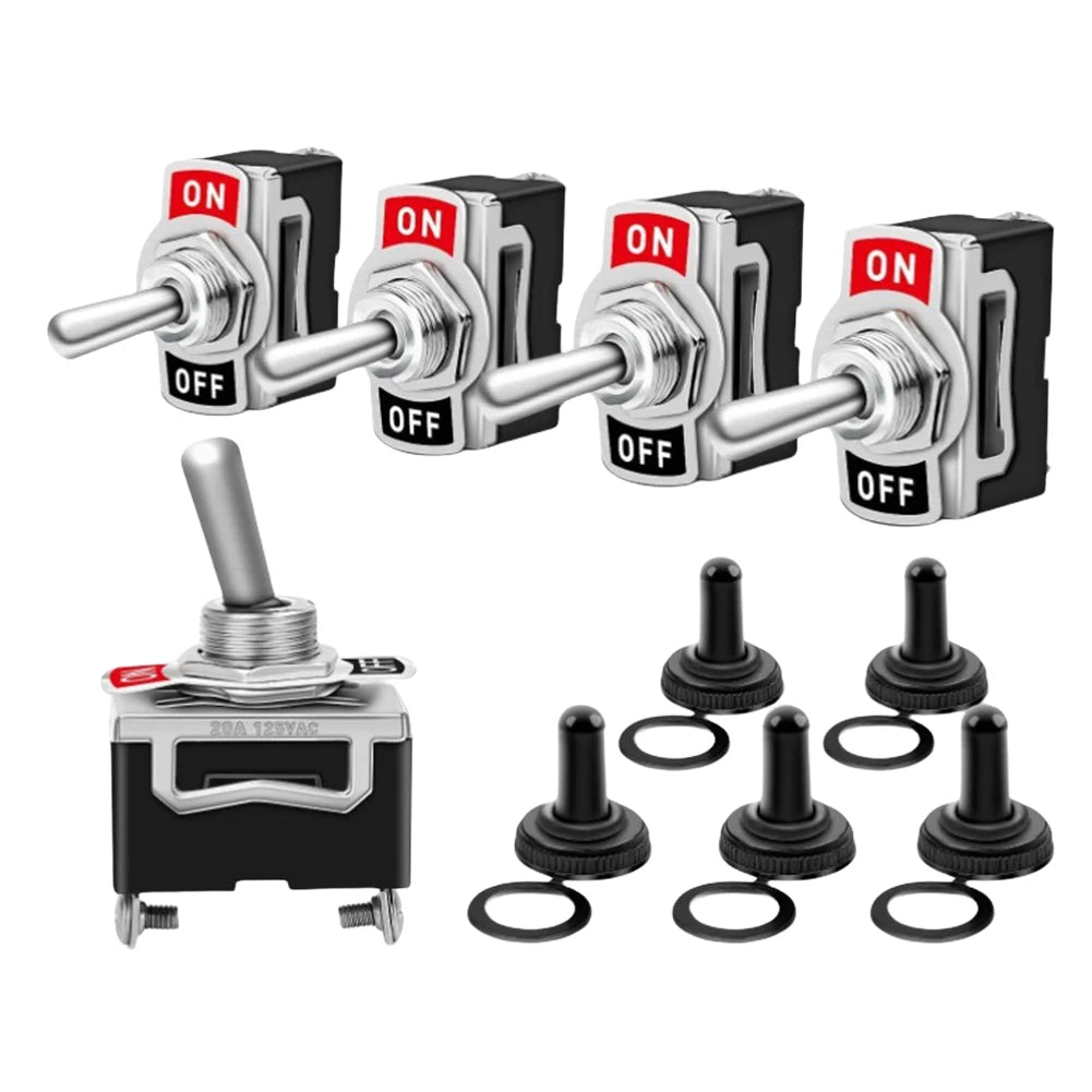 Heavy Duty Car Boat On Off 12V Toggle Flick Switches with Waterproof Cover Car Rocker On Off SPST Terminal Auto Toggle Switch