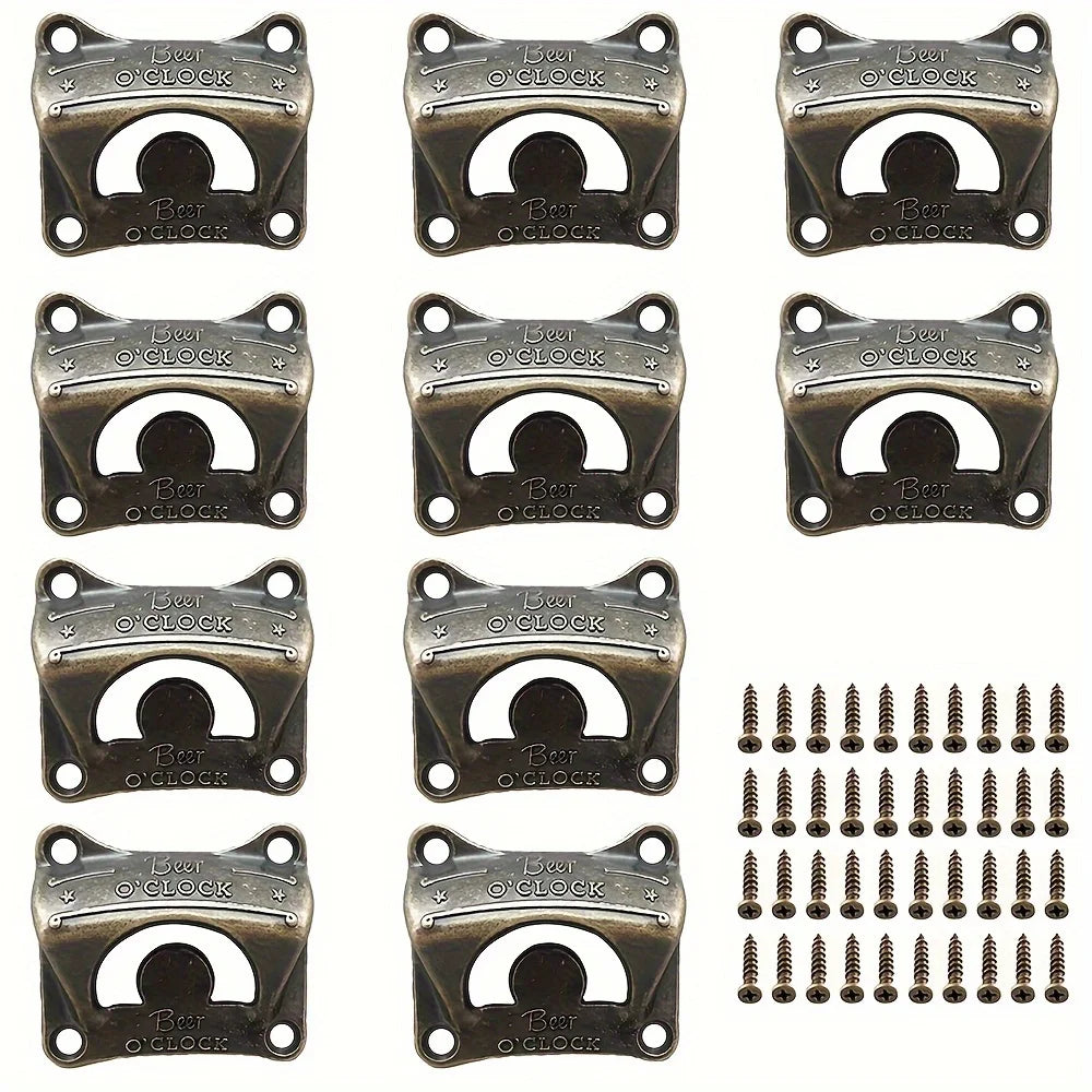 1/5/10pcs"Beer O' Clock" Bottle Opener Wall Mounted Retro BBQ DIY Solid Beer Opener Tools Bar Decorative Opener Kitchen Gadgets