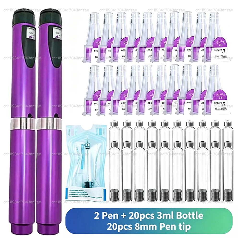 Aluminum Magic Pen Kit 10 Colors Cartridges 3ml Empty Cassette Bottle Sterile Set Disposable 8mm Pen Tip for Lilly Insulin Pen