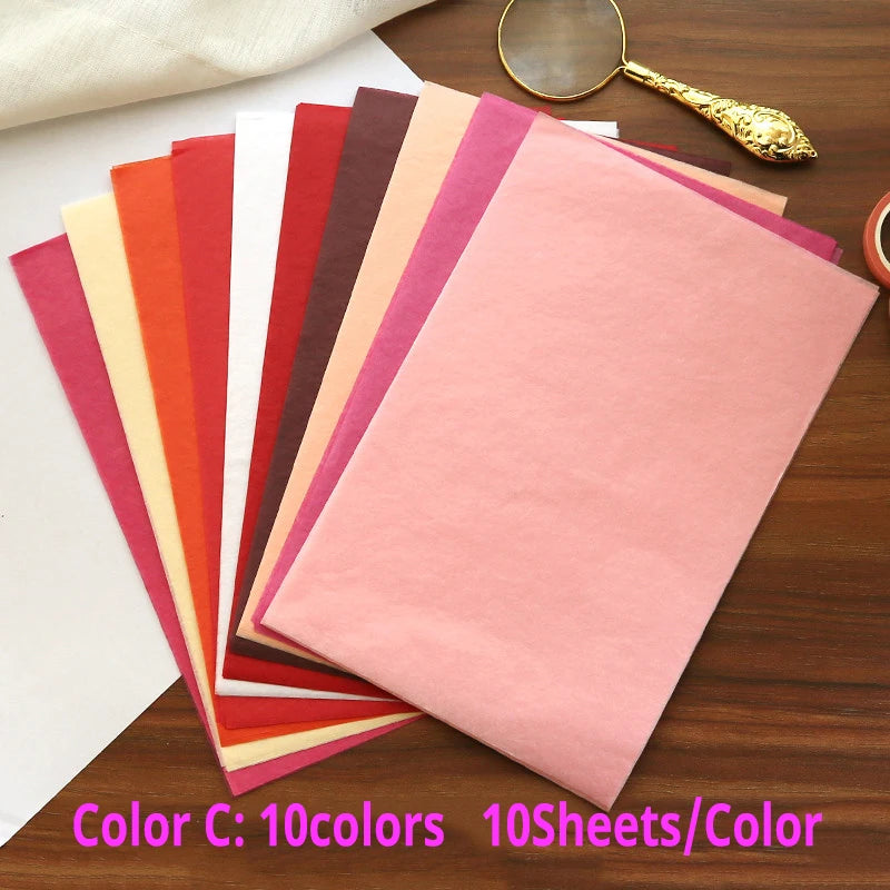 100 Sheets/bag 21X14cm Colorful Tissue A5 Wine Wrapping Papers DIY Folding Craft Paper Party Wedding Home Decor Packing 2030