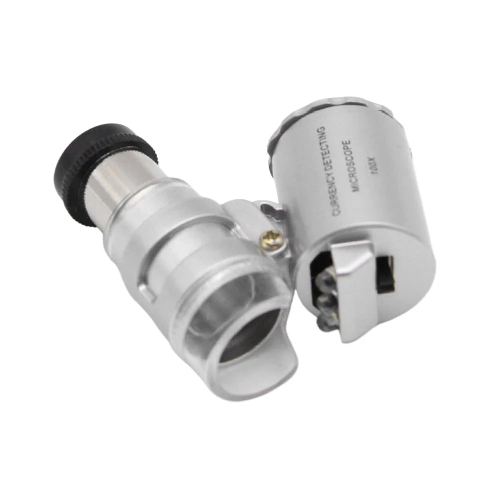 Pocket Microscope with LED UV Adjustable Jeweler Loupe Magnifying Glass (100X)