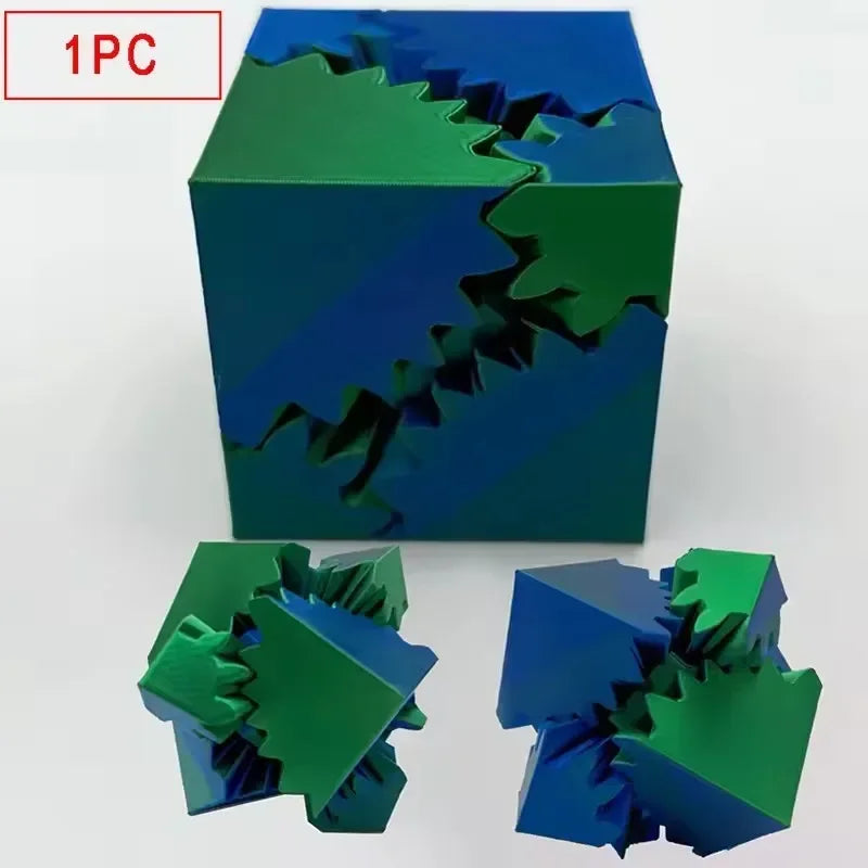 3D Printed Cube Fidget Toy Gear Ball Stress Relief Cube Rotating Stress Relaxing Toy Desktop Decoration Decompression Toy