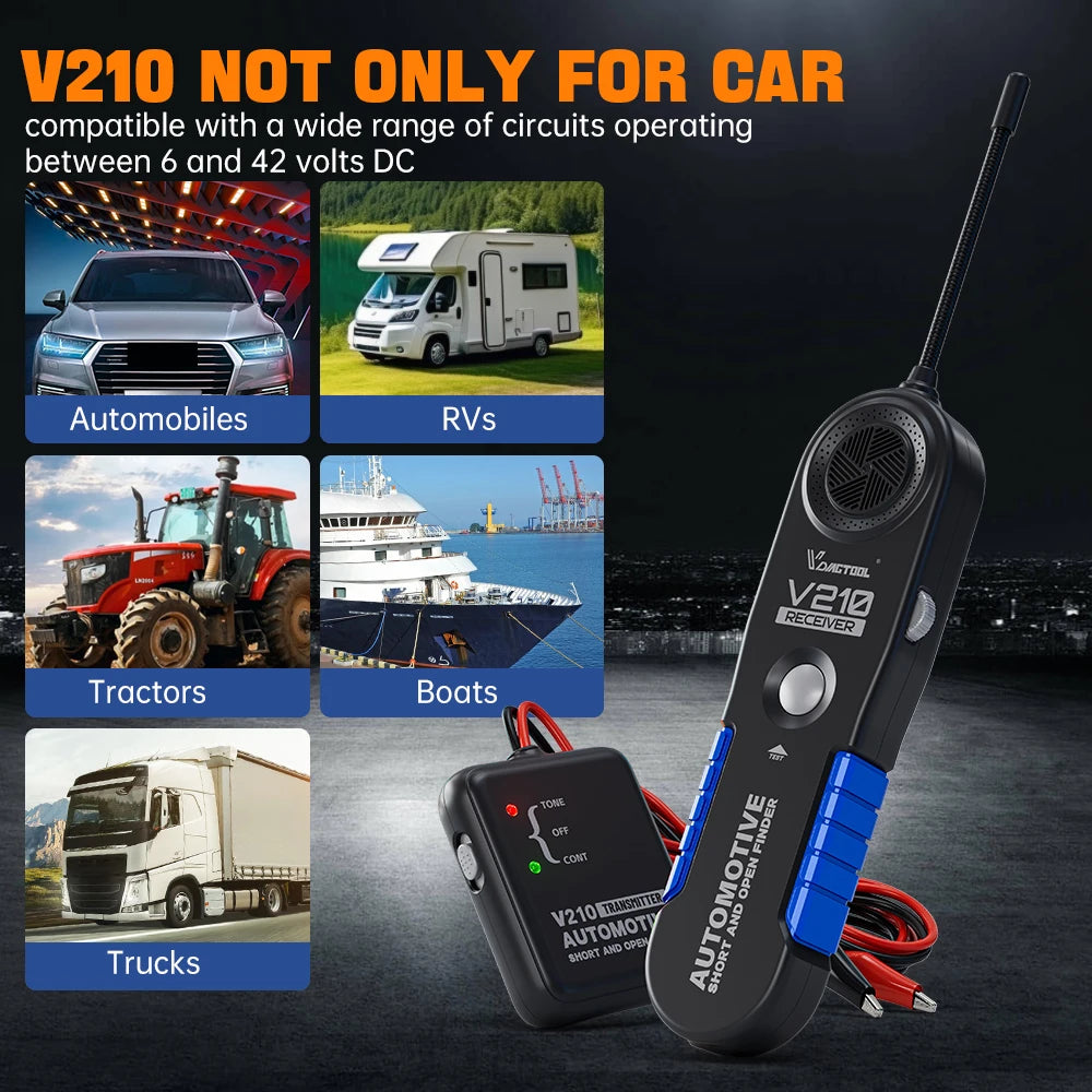 VDIAGTOOL V210 Automotive Circuit Tester Car Electrical Tester Open & Short Finder Wire Breaker Finder Fault Probe Cable Tracker
