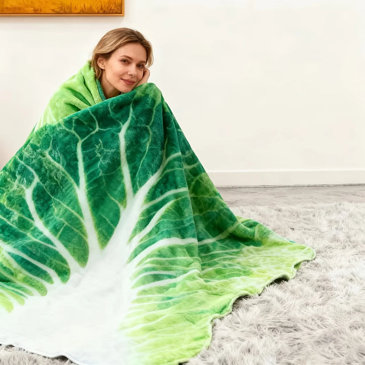 VIKAMA Creative Cabbage Print Throw Blanket, Soft, Comfortable, And Warm, For Living Rooms, Bedrooms, And Air-Conditioned Room