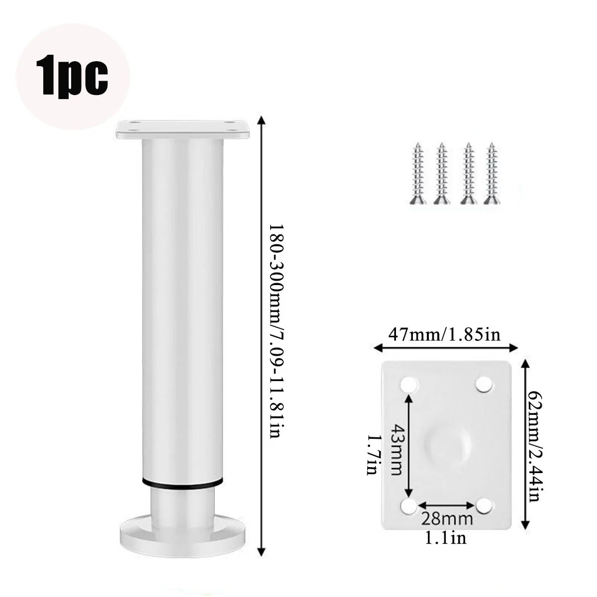 Adjustable Stainless Steel Furniture Legs Thickened Metal Replacement Legs with Screws for Cabinet Desk Table Chair Sofa Bed
