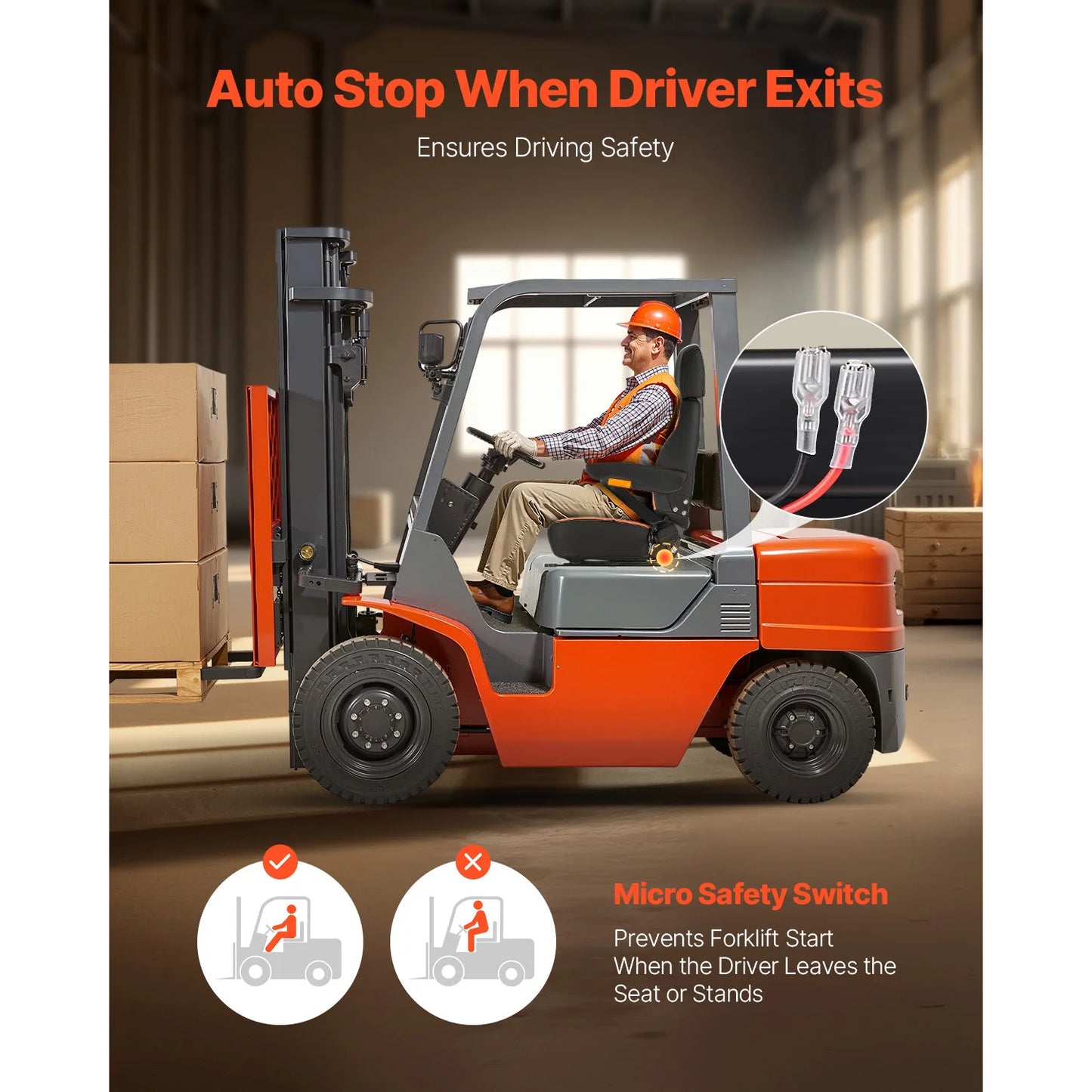 SucceBuy Universal Forklift Seat with Adjustable Back Armrest Headrest&Safety Belt Secure Tractor Seat for Skid Loader Bulldozer