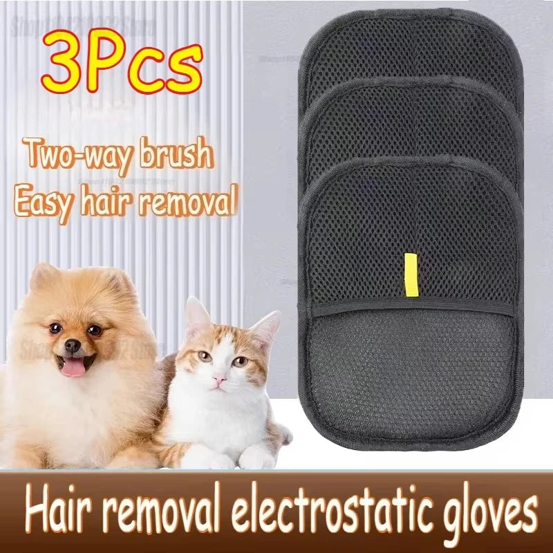 Upgrated Pet Hair Remover Brush Double-Sided Fur Hair Deshedding Brush Glove for Dog Cat for Deshedding Cleaning Carpets Sofas