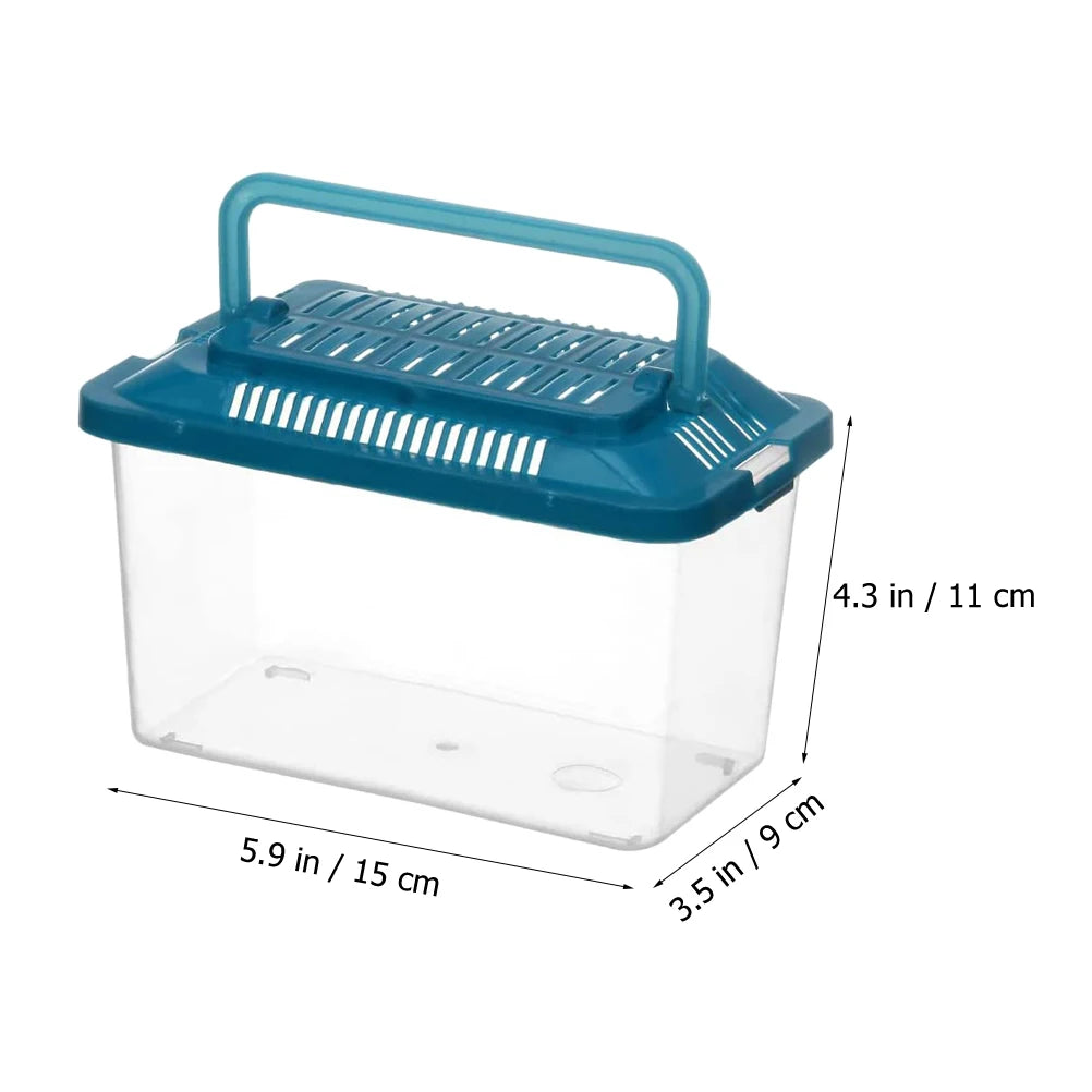 Portable Fish Tank Handheld Plastic Goldfish Tank Transparent Turtle Hamster Reptile Box Aquarium Random Color