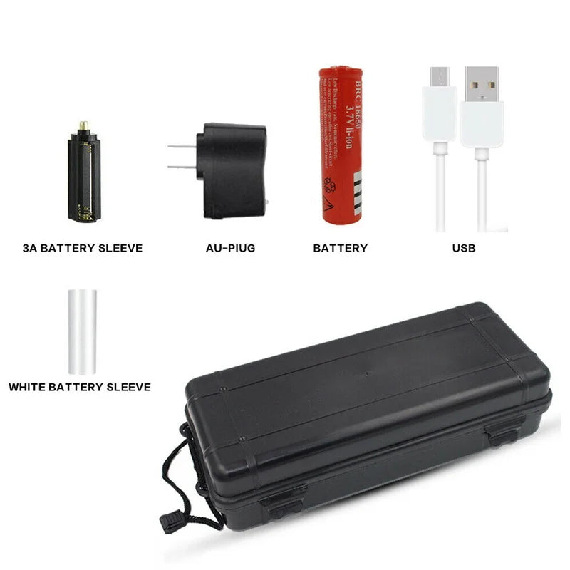 XHP50 900000 Lumens Zoom Flashlight LED Rechargeable Lamp Torch 5000mah Battery