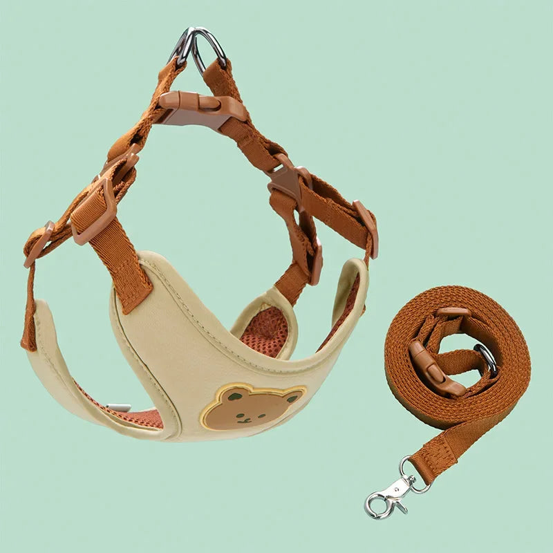 Pet Dog Harness and Leash Set for Small Medium Dogs & Cats Breathable Adjustable Puppy Vest, Reflective Chest Strap Harness