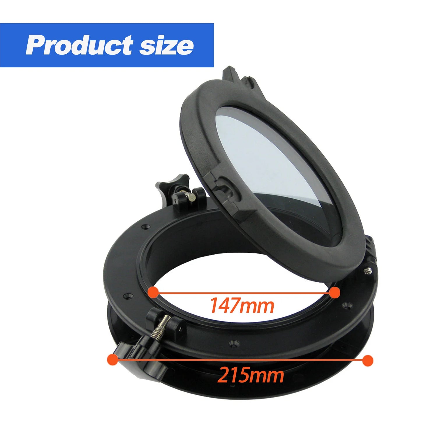 8" Round Marine Boat Hatch Portlight Window – Black ABS Frame with Tempered Glass for Yacht RV Cabin Ventilation