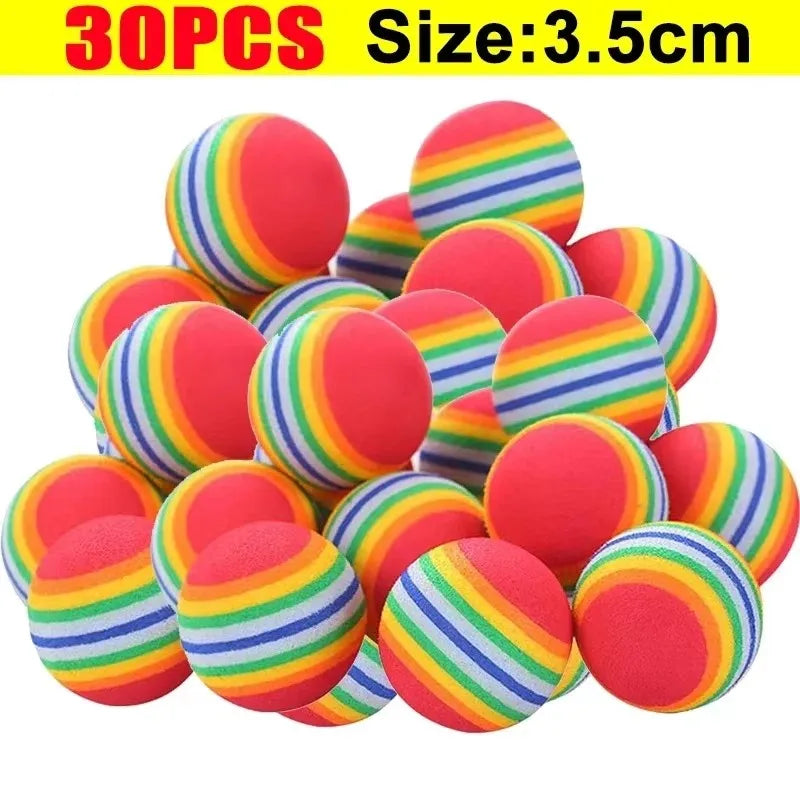 10-30Pc Colorful Cat Toy Ball EVA Bite-Resistant Elastic Rainbow Ball Kitten Puppy Chewing Training Interactive Toy Pet Supplies