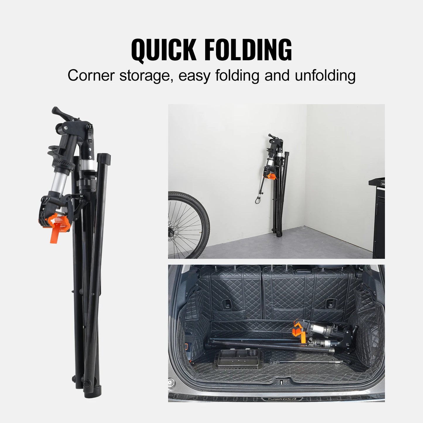 SucceBuy Bike Repair Stand Heavy-duty Aluminum Adjustable Height Magnetic Tool Tray Telescopic Arm Foldable for Home Shops