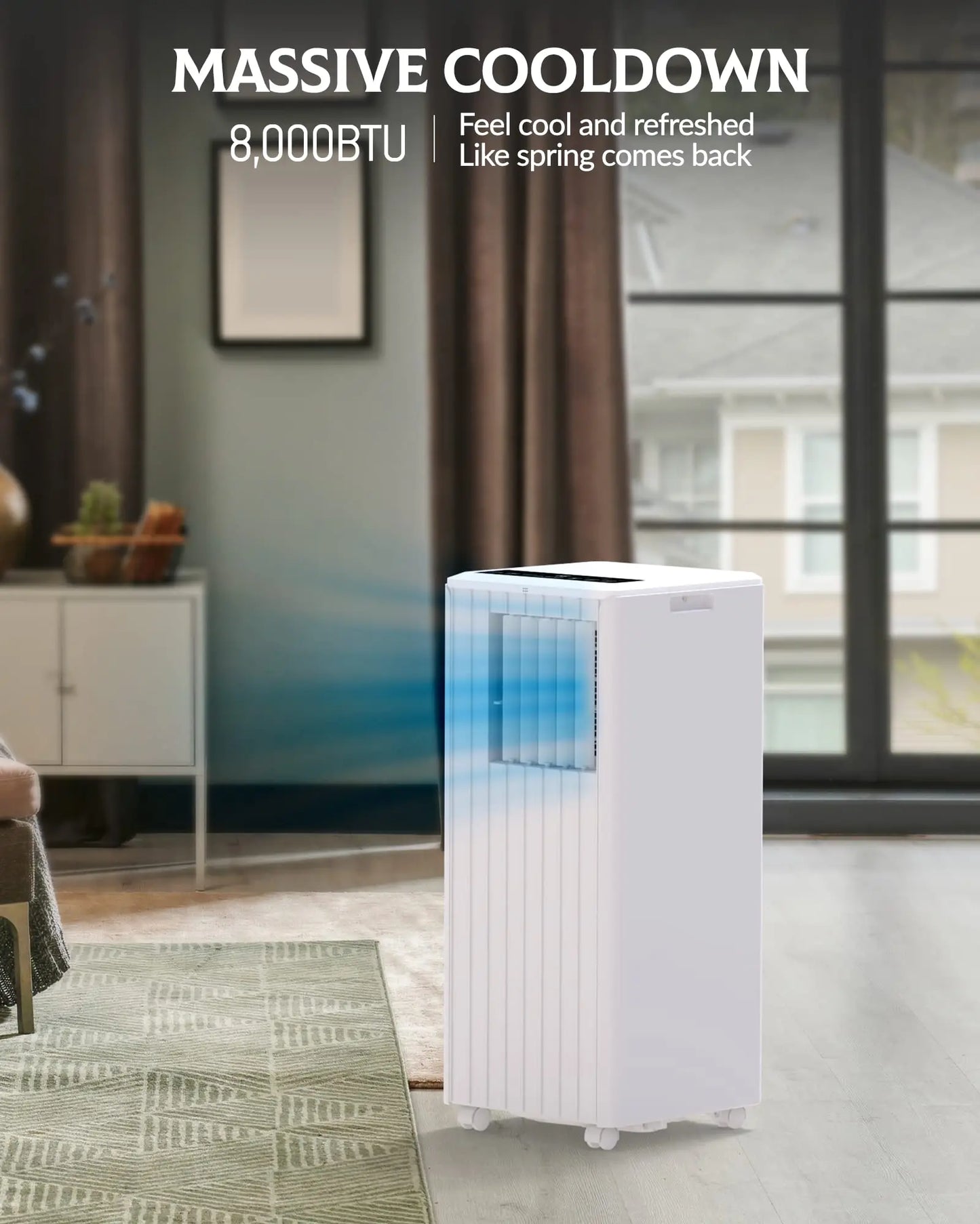 8,000 BTU Portable Air Conditioner, 3-in-1 AC Unit with Cooling, Dehumidifier & Fan, Fast Cooling for Rooms up to 350 Sq. Ft., Remote Control, 24H Timer, Sleep Mode, Window Kit Included, 115V, White
