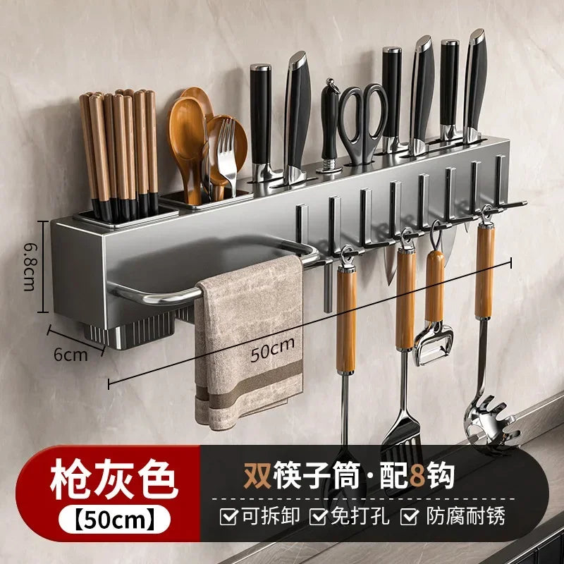 Thiened Kitchen Knife Ra Wall Mounted Chopstis Tube Storage Multi-Function Carbon Steel Kitchen Storage Organizer