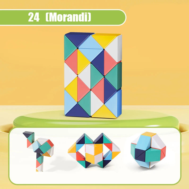 24-72 Segments Magic Rule Snake Multi-color 3D Puzzle Fidget Toys Decompression Transformable Cubes Educational Toys