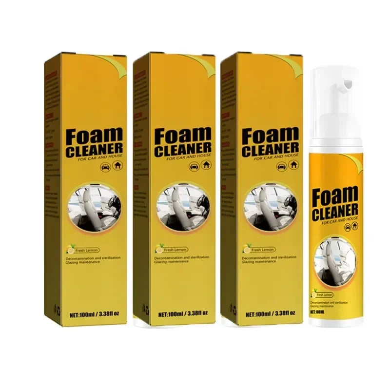 3PCS Multi-Functional Foam Cleaner Set: Wash for Automotive Interior Upholstery, Plastic Instrument Panel, Steering Wheel parts