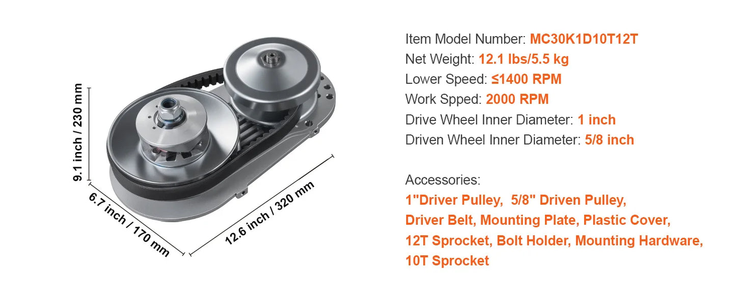 SucceBuy Drive Clutch, 2-8HP Engine, 2000 RPM High-Strength Drive Clutch with Asymmetric Designed Wheels Fit for Various Engines