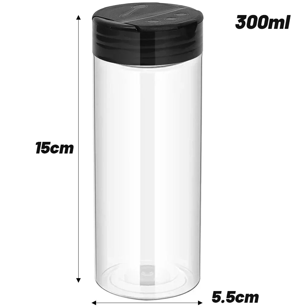 1/12x Plastic Spice Jars with Shaker Lids Transparent Safety Plastic Bottles for Home Kitchen Storing Spices Seasoning 2030