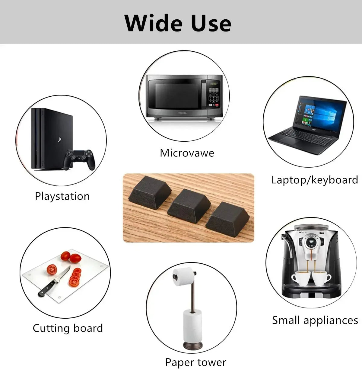 12Pcs Square Self-Adhesive Stick Bumper Pad Tall Rubber Feet For Electronics Glass Speaker Laptop Appliances Furniture Computer