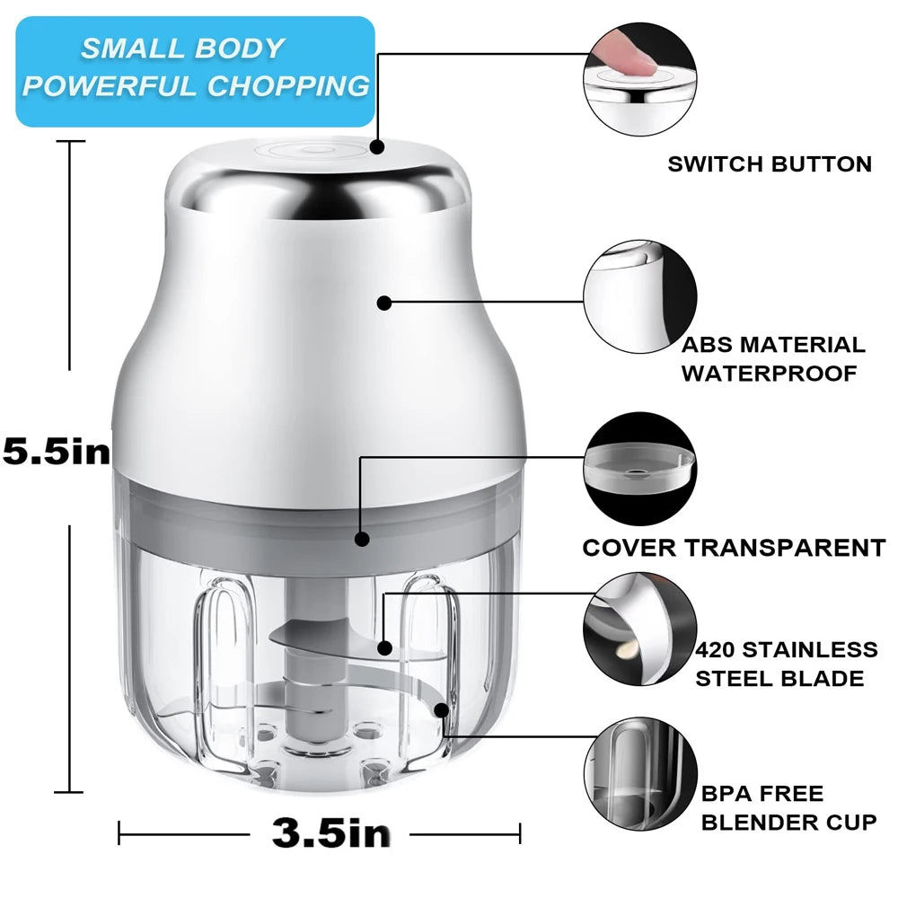 Electric Garlic Chopper Meat Grinder Mini Vegetable Chopper Garlic Crusher Blenders For Kitchen Grinders Food Processor Mixer