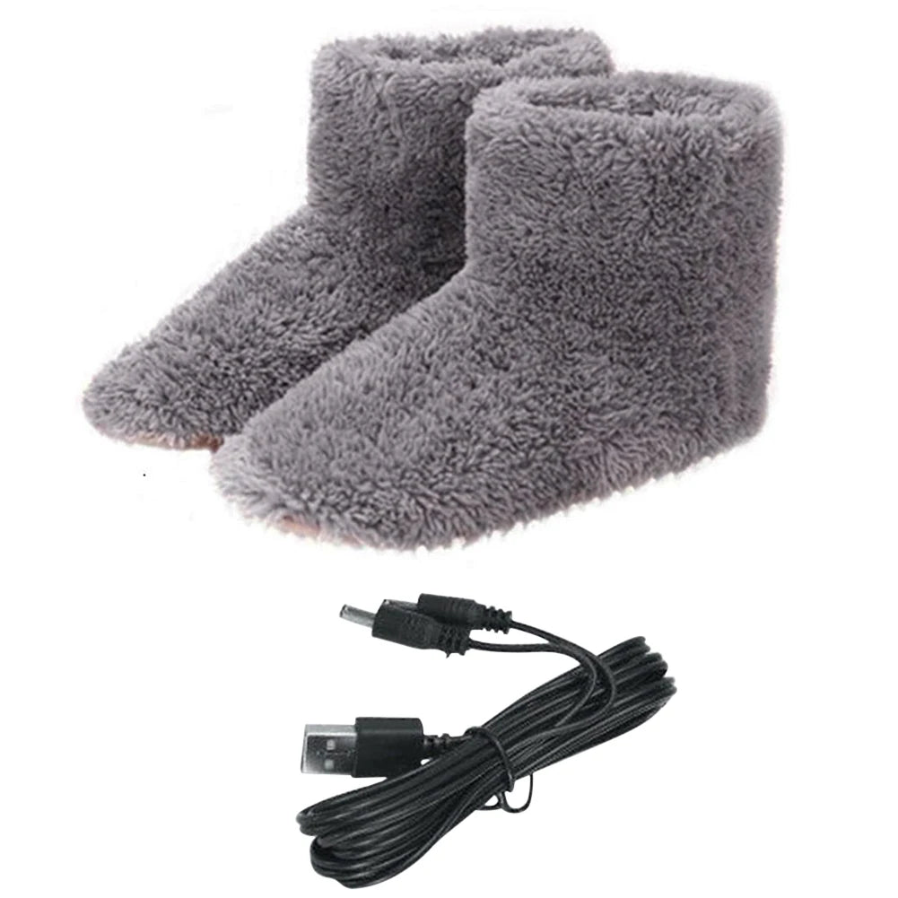 Electric Heater Shoes Men Women Winter Warm Snow Boots Foot Warmer Plush Heating Rechargeable Slippers Electric Heated Slippers