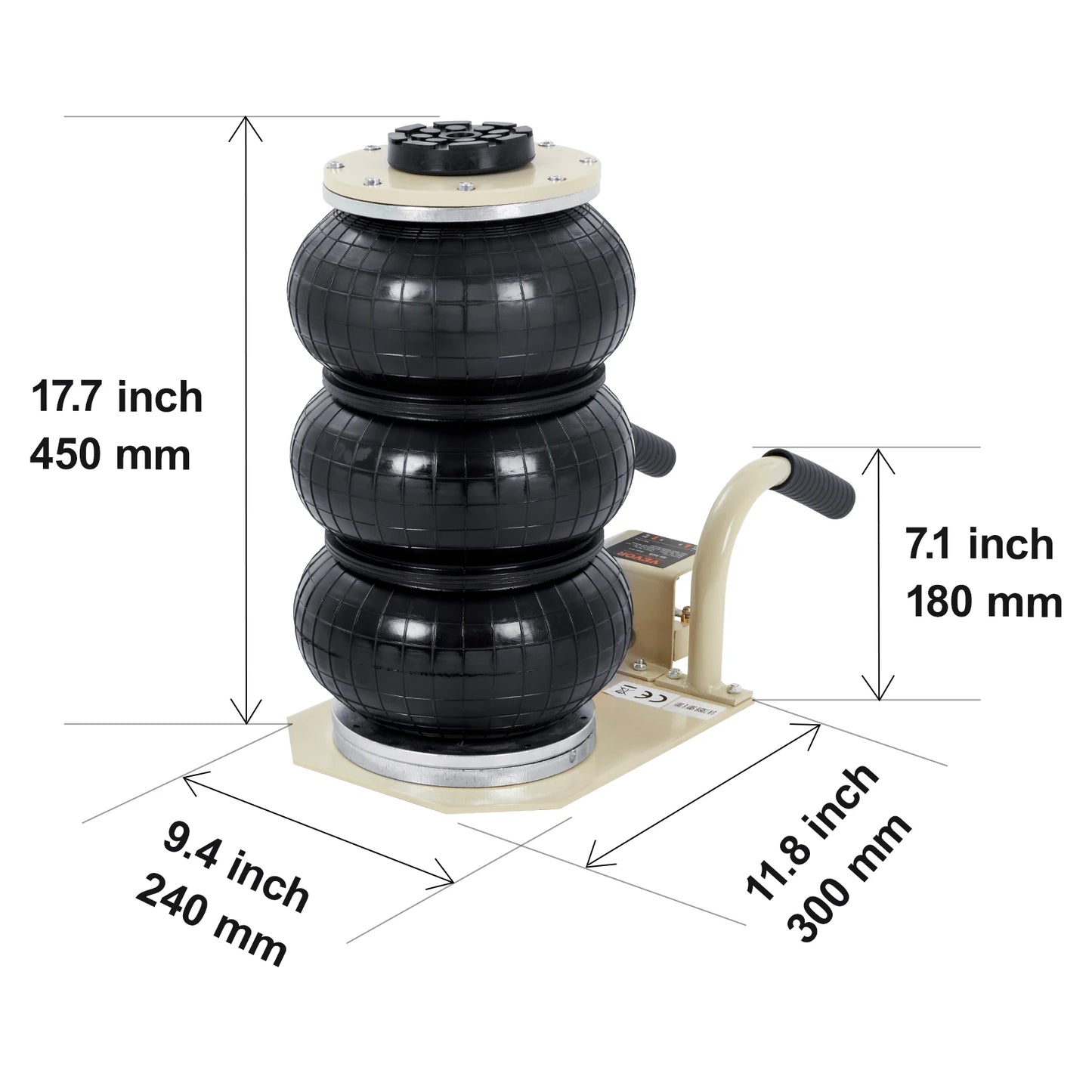SucceBuy Triple Bag Air Jack 3 Ton/6600 lbs Capacity Portable Pneumatic Car Jack Heavy Duty&Quick Lifting for Garage Car Repair