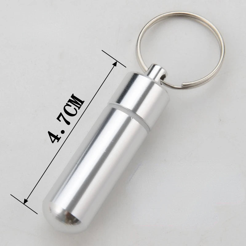 Waterproof Aluminum Pill Box Case Bottle Cache Drug Holder for Traveling Camping Container Keychain Medicine Box Health Care