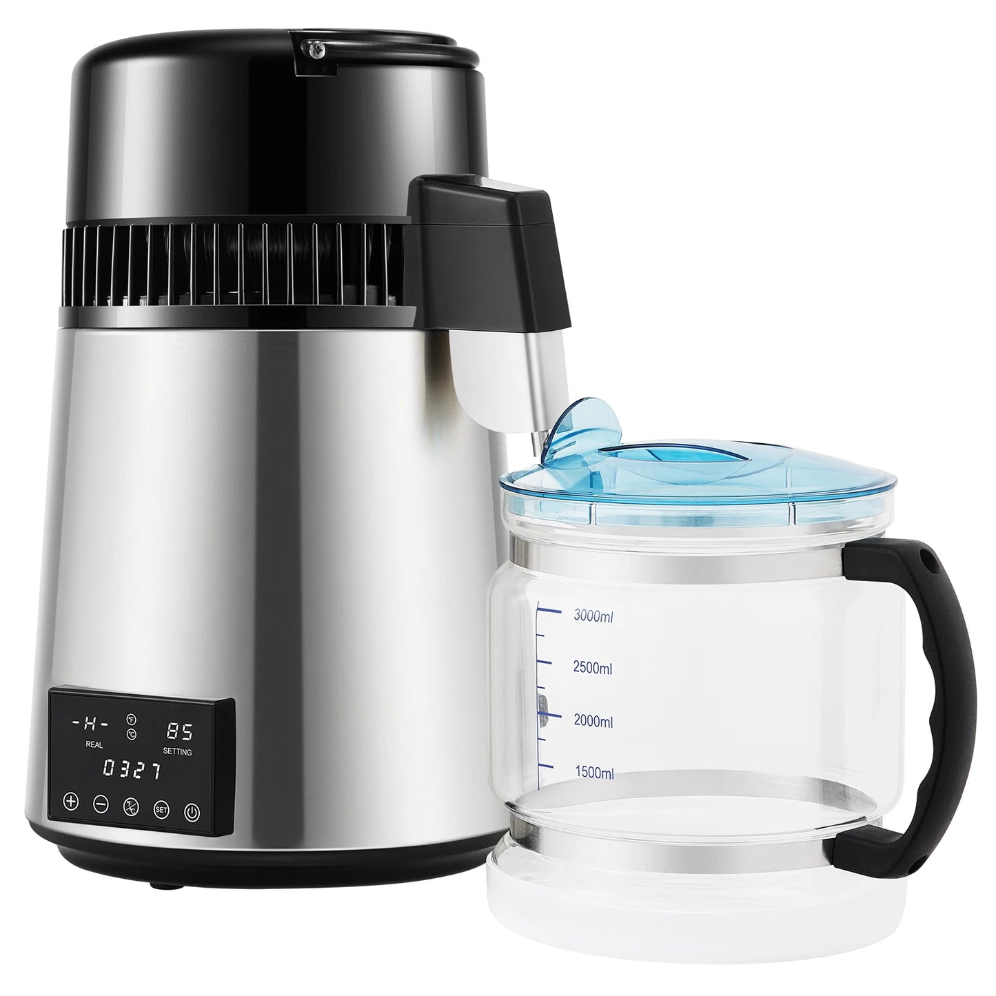 SucceBuy 4L Water Distiller Purifier Filter Dispenser Drinking Bottle Softener Temp Display Overheat Protection Home Appliance