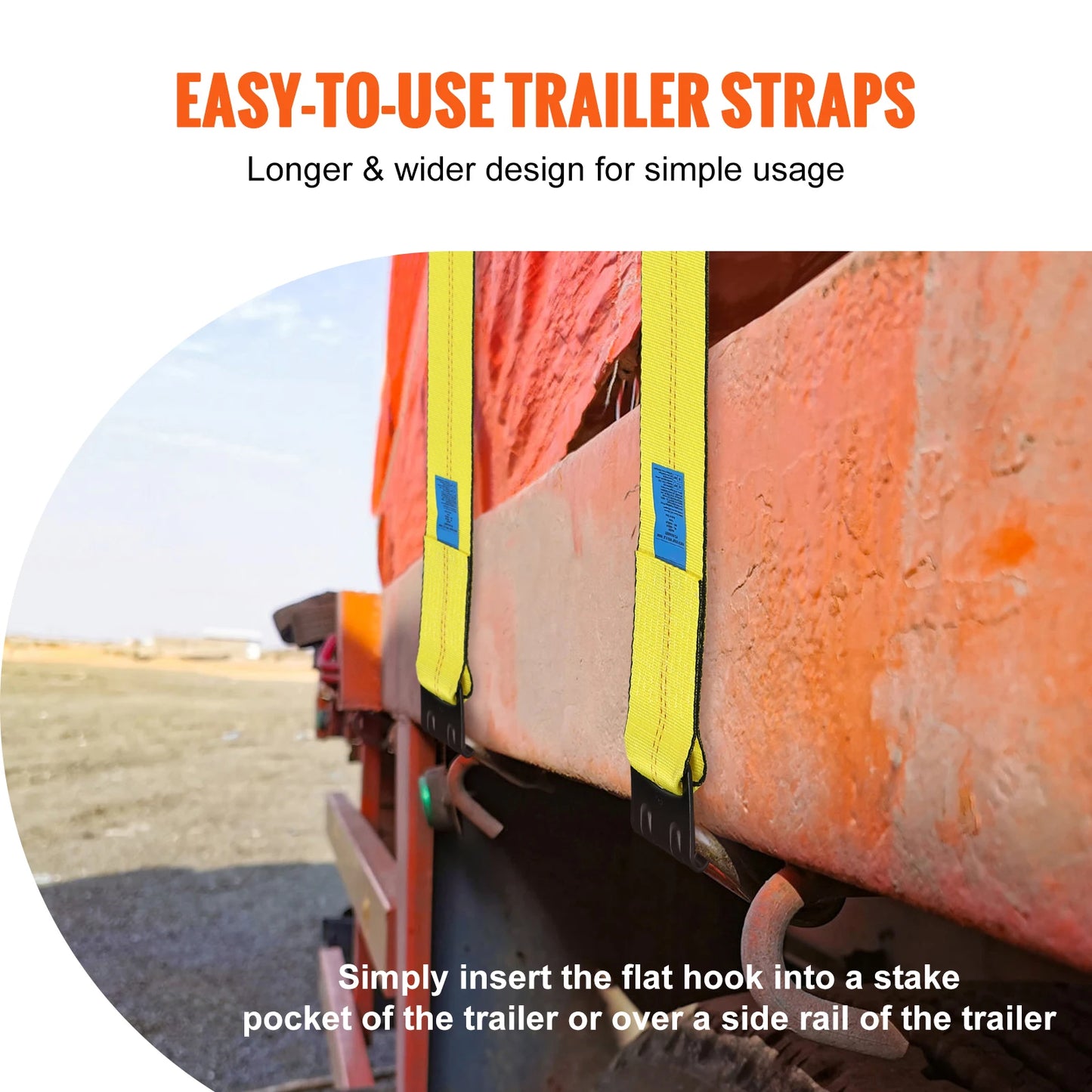 SucceBuy 10Pack Winch Straps Truck Straps with Flat Hook Flatbed Tie Downs Cargo Control for Trailers Farms Rescues Tree Saver