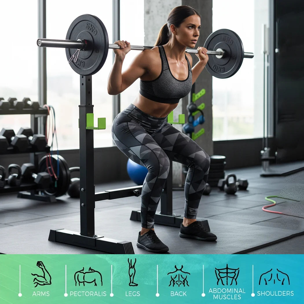 PORIYA Adjustable Detachable Squat Rack Heavy Duty Home Gym Equipment w/ Barbell Hooks