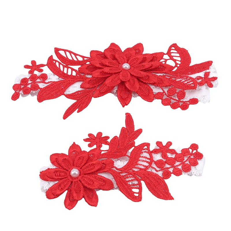 Sexy Lace 2pcs/Set Wedding Garter Lace Embroidery Floral Sexy Garters for Women/Bride Thigh Ring Bridal Leg Garter