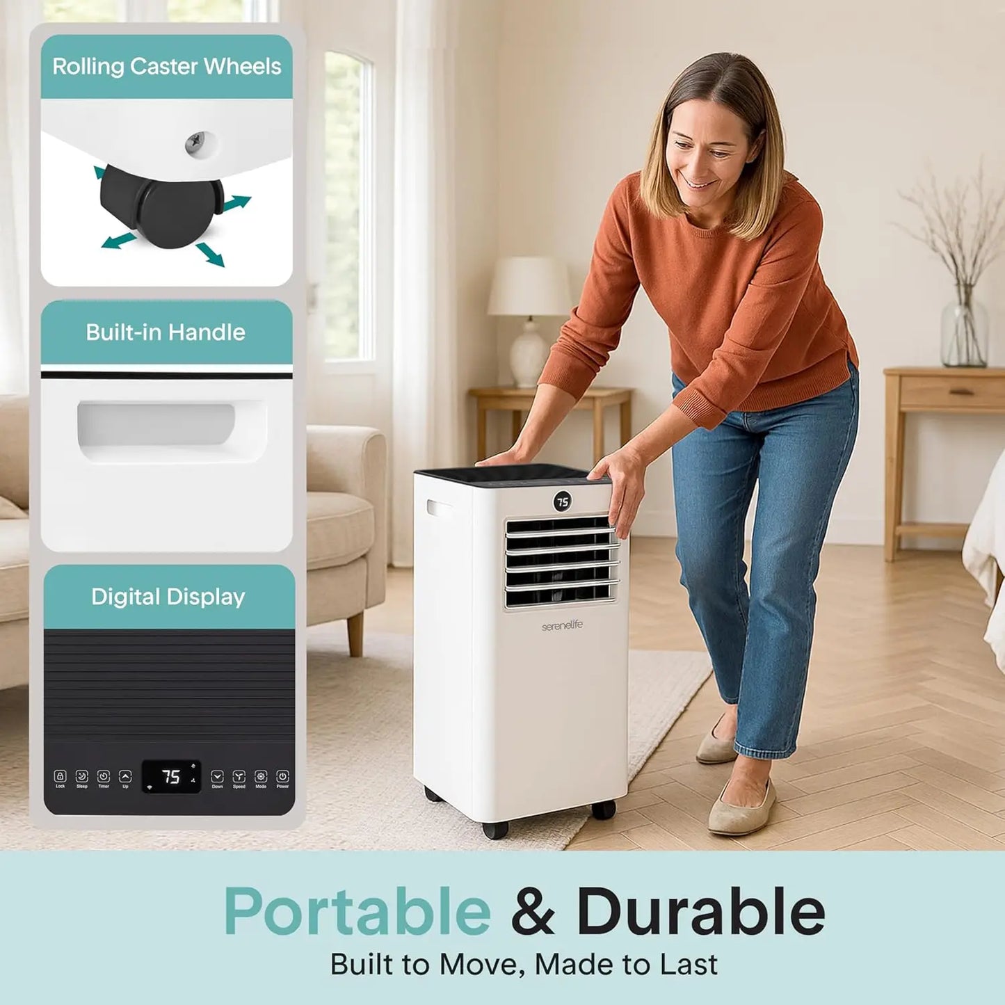 8,000 BTU Portable Air Conditioner and Heater, Small AC with Dehumidifier and Fan, Wifi Function, Mini AC Unit with, Customized