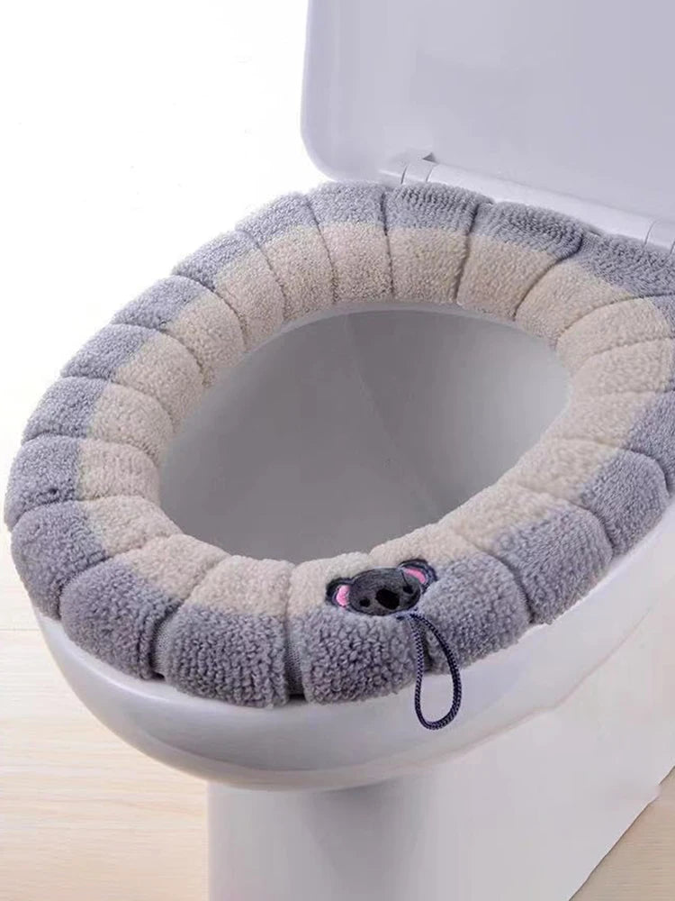 1pcs Thicker Bathroom Toilet Seat Cover Pads Soft Comfortable Toilet Seat Cushion Cover Stretchable Toilet Seat Warmer Easy Inst