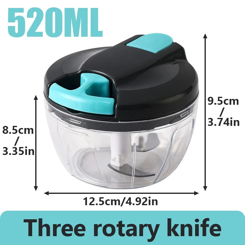 520ML/900ML Manual Food Processor Vegetable Chopper Portable Hand Pull String Garlic Mincer Onion Cutter for Veggies Fruits