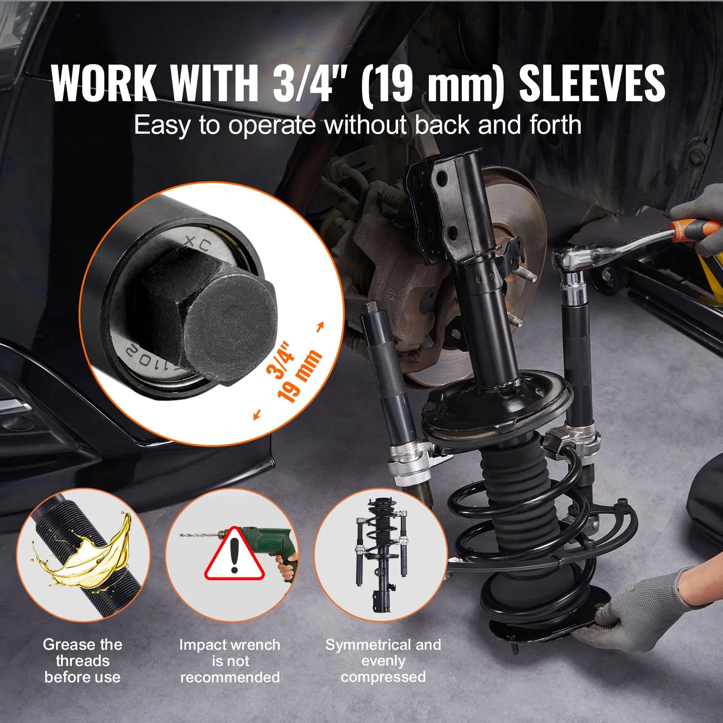 SucceBuy Coil Spring Compressor Tool 2 pcs Heavy Duty Strut Spring Compressor Set 2646 lbs Strut Spring Compressor for Truck