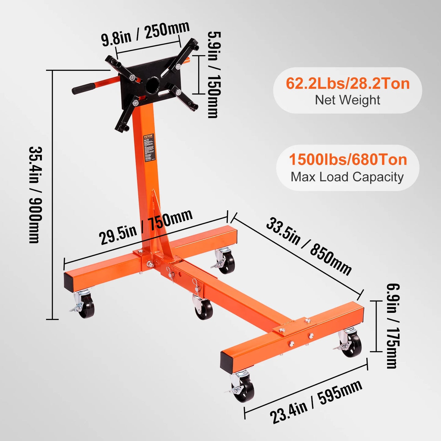 SucceBuy Engine Stand 750/1300/1500 lbs Rotating Engine Motor Stand with 360 Degree Adjustable Head Dolly Vehicle Auto Repair