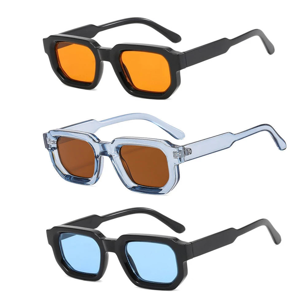 KLASSNUM Men Vintage Rectangle Frame Sunglasses Fashion Retro Sun Glasses Luxury Brand Design UV400 Shades Eyewear Women Goggles