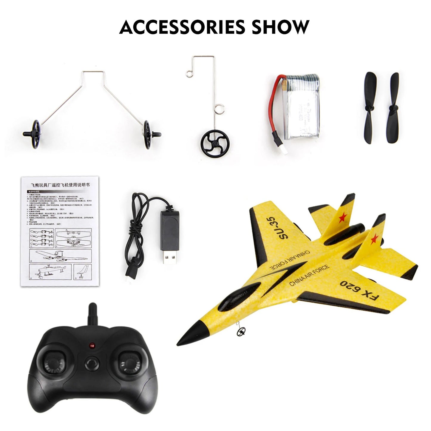 NEW RC Airplane 2.4GHz RC Plane Gliding SU-35 Aircraft Model EPP Flight Toys 3-axis Gyro Stability for Adults Kid Boy 2 Battery