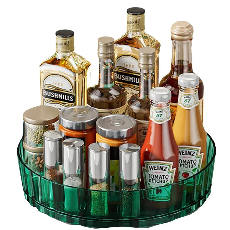 1pc Rotating Tray Spice Rack Pantry Cabinet Turntable With Base Storage Bin Kitchen Organizer For Seasoning Cosmetic Storage Box