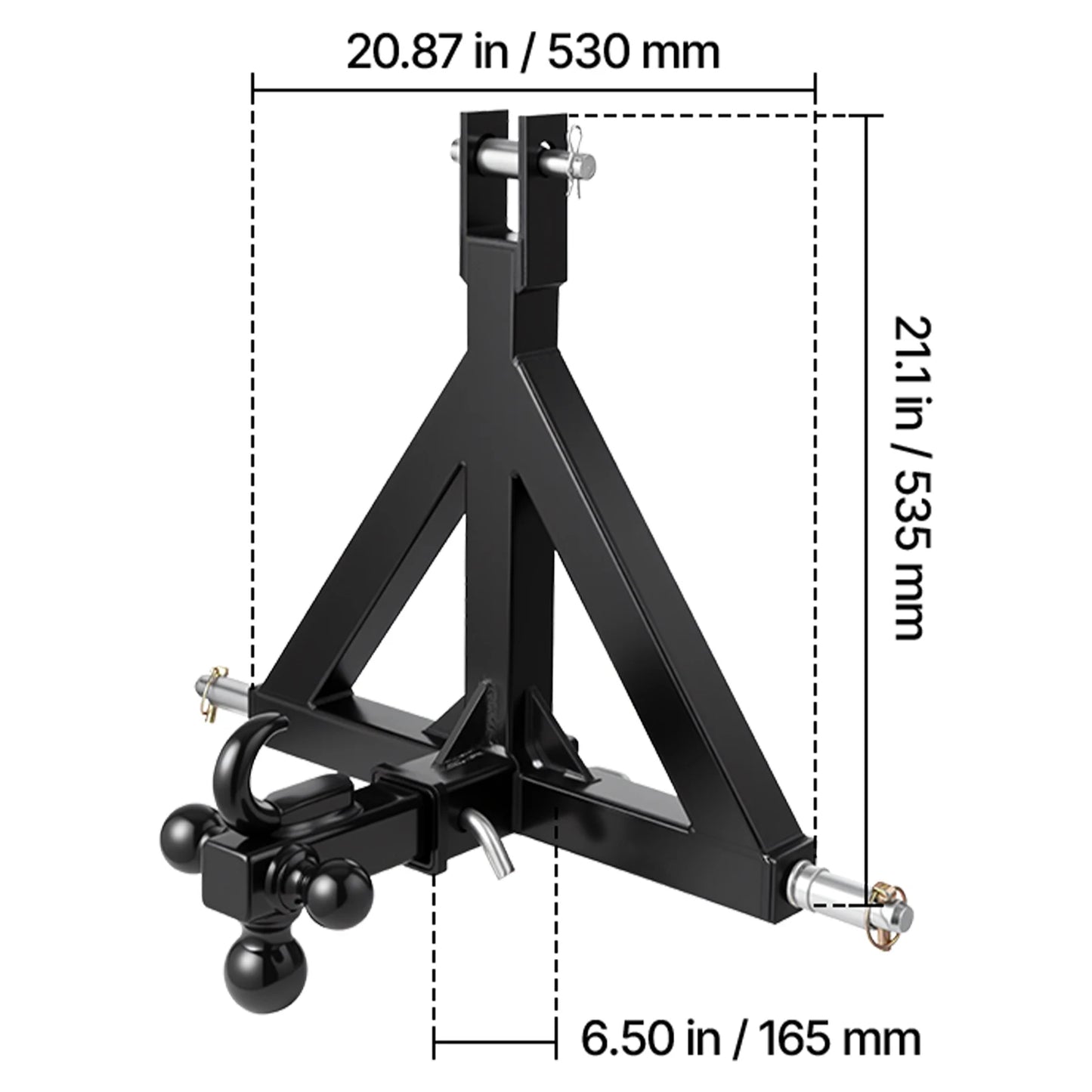 SucceBuy 3 Point Trailer Hitch 2in Receiver 3pt Quick Hitch Attachment with 3 Trailer Balls Compatible with Kubota Mahindra Ford