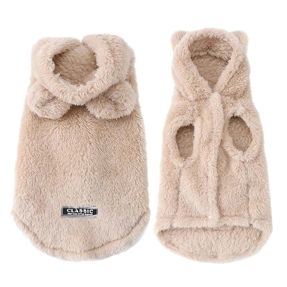 Soft Fleece Pet Dog Clothes Cute Hoodie Coat For Small Medium Dogs Cats Autumn Winter Puppy Hooded Jacket Sweater Pug Apparel